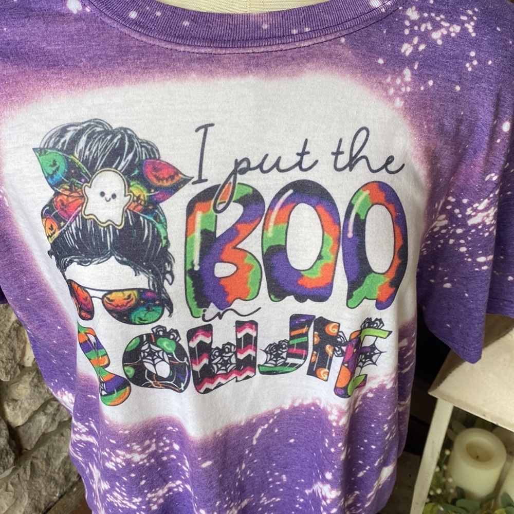 Gildan Purple Tie-Dye "I Put the Boo in Bougie" Short Sleeve Tee - Picture 2 of 3